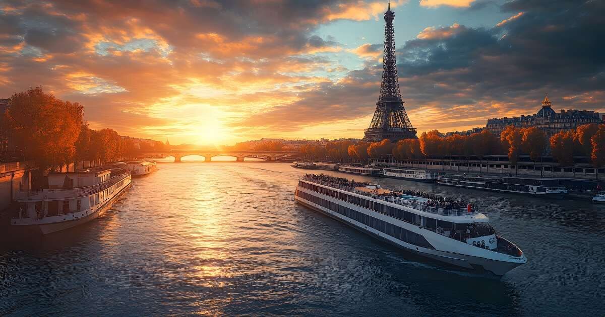 Sunset Paris cruise on the river 